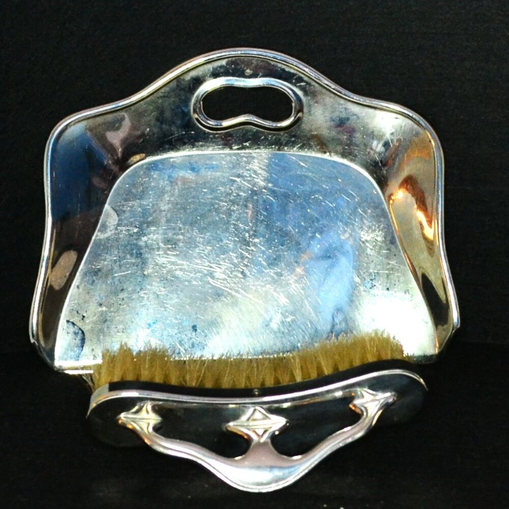 Vintage Royal Rochester Silverplate Crumb Tray Brush Set Art Deco 1930s 1940s